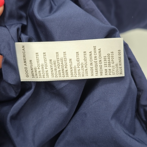 Good American Iridescent Blue Puffer Jacket Removable Hoodie Womens  Size 0= XS - Picture 9 of 9